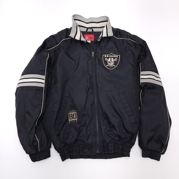Vintage Oakland Raiders Jerry Rice Players Inc. Black Jacket Size Large READ‎